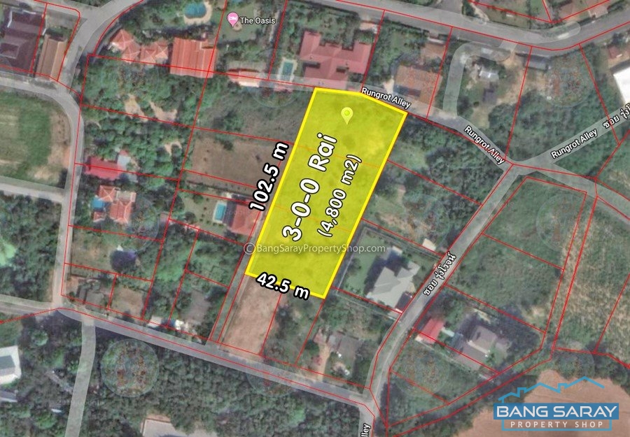 3 Rai of Land for Sale,  East-side Bang Saray ที่ดิน  สำหรับขาย