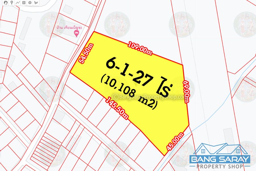 6-1-27 Rai of Land for Sale in Bang Saray Eastside ที่ดิน  สำหรับขาย