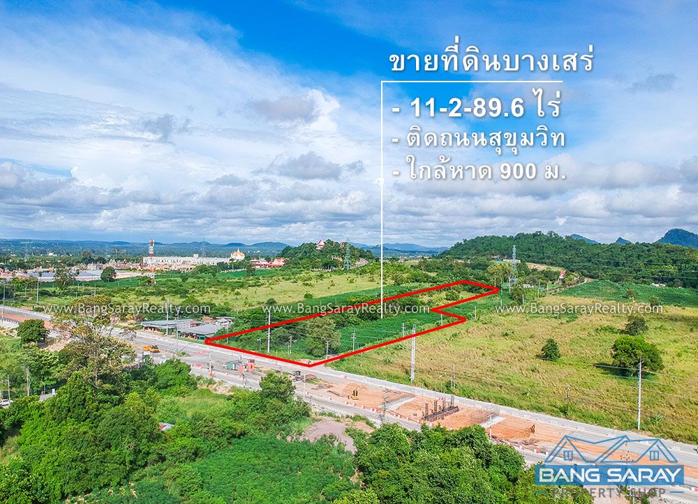 11 Rai of Land for Sale Next to Sukhumvit Road Bang Saray ที่ดิน  สำหรับขาย