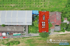 ขายที่ดินบางเสร่ ใกล้ถนนสุขุมวิท 80 ม. กำแพงล้อม 4 ด้าน - ที่ดินสำหรับขายในบางเสร่, นาจอมเทียน