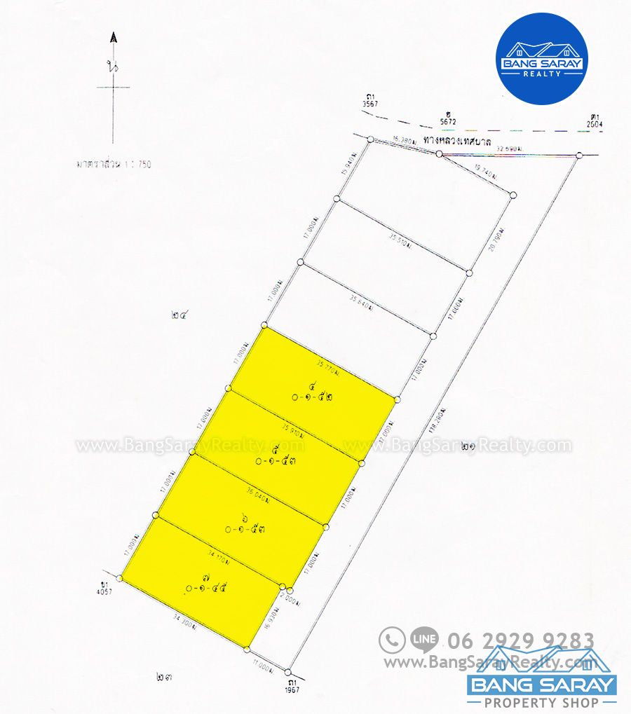 153 Sqw of Land for Sale in Beachside Bang Saray ที่ดิน  สำหรับขาย