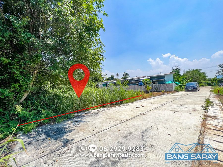 Bang Saray Land for Sale 99 sqw. only 500m. from Sukhumvit Rd. ที่ดิน  สำหรับขาย