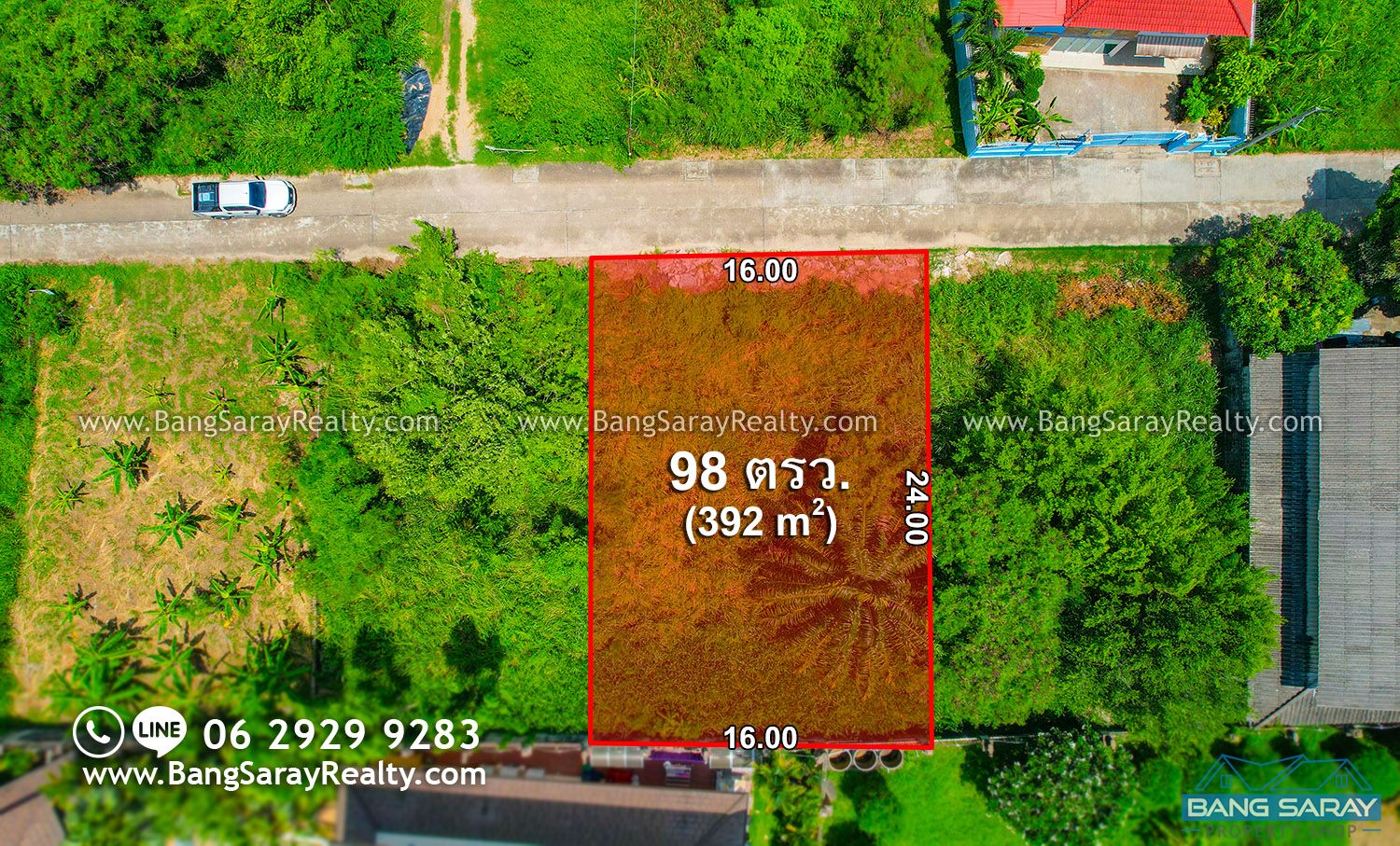 Land plot 392 m2 Bang Saray Beachside for Sale ที่ดิน  สำหรับขาย