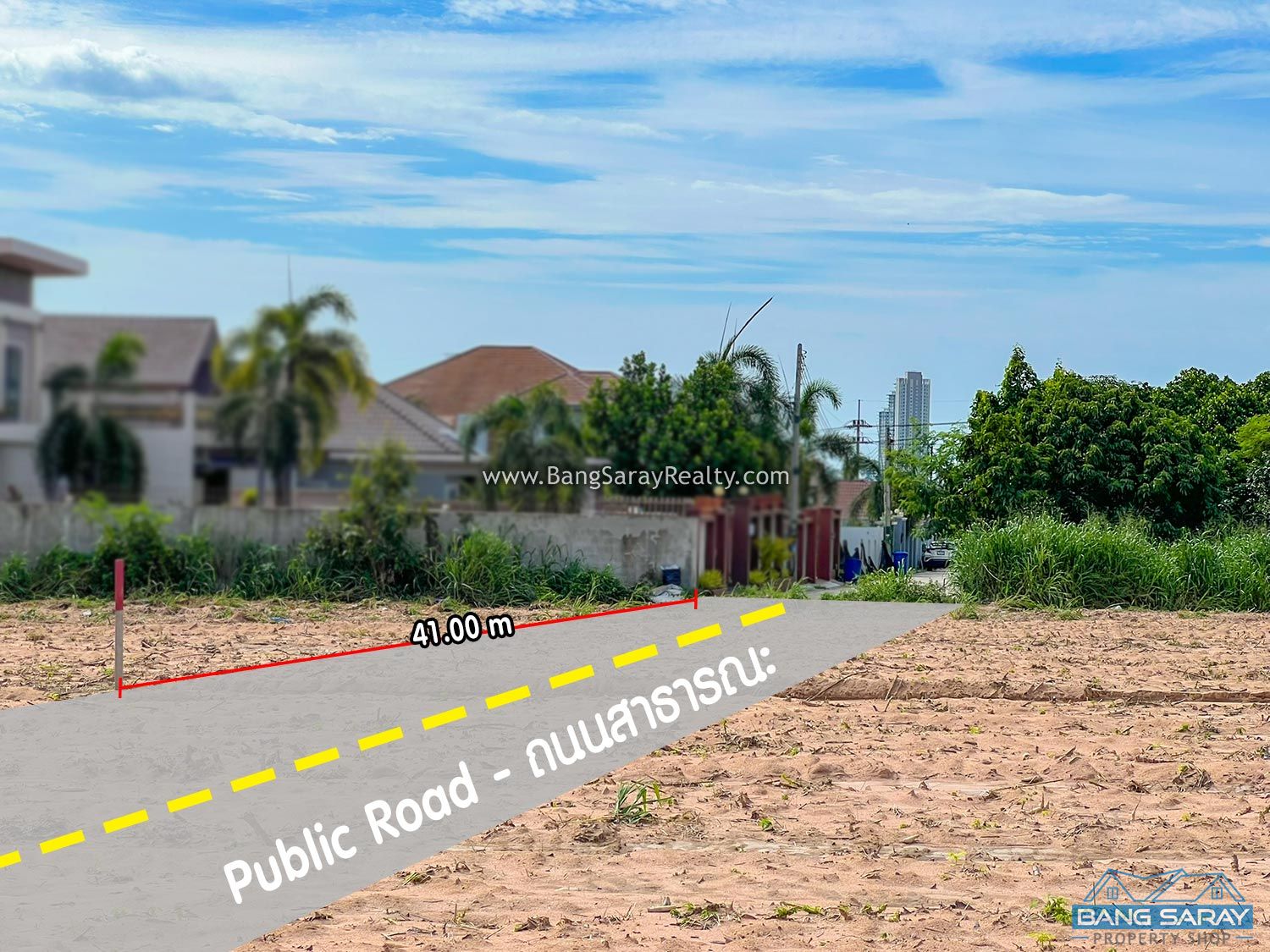 One Rai of Land for Sale in Bang Saray Eastside, 3km to beach ที่ดิน  สำหรับขาย