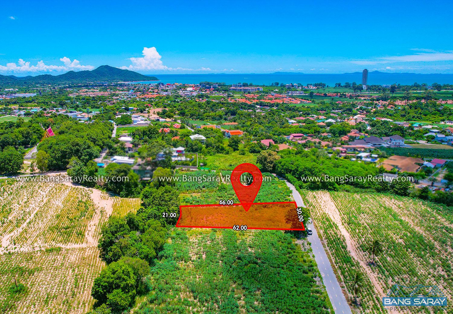 One rai of Land for Sale in Bang Saray Eastside (Sukhumvit side) ที่ดิน  สำหรับขาย