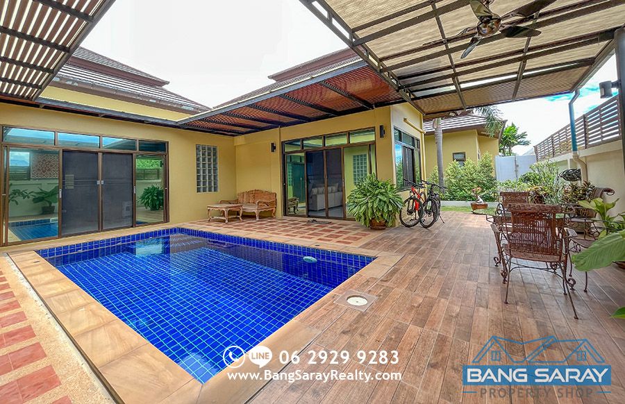 Corner Pool House for Rent & Sale in Bang Saray Beachside. บ้าน  สำหรับขาย