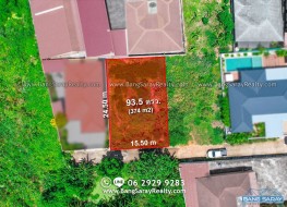 ที่ดินบางเสร่ฝั่งทะเล 93.5 ตรว. ใจกลางเมือง - ที่ดินสำหรับขายในบางเสร่, นาจอมเทียน