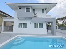 Pool Villa 2 ชั้น บางเสร่ ติดสุขุมวิท ใกล้ทะเล 3 นาที - 4 ห้องนอนบ้านสำหรับขายในบางเสร่, นาจอมเทียน